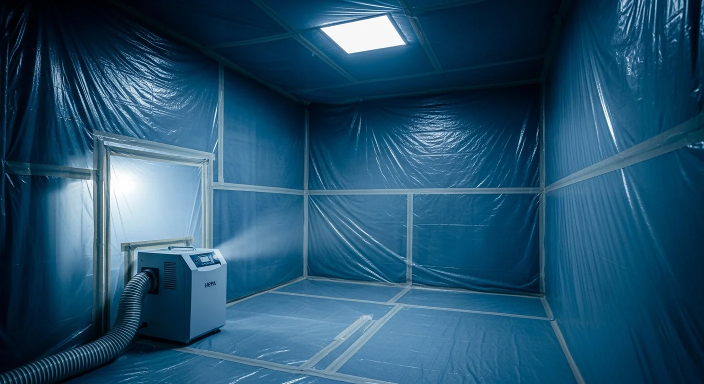 Sealed polyethylene containment with HEPA negative-air filtration